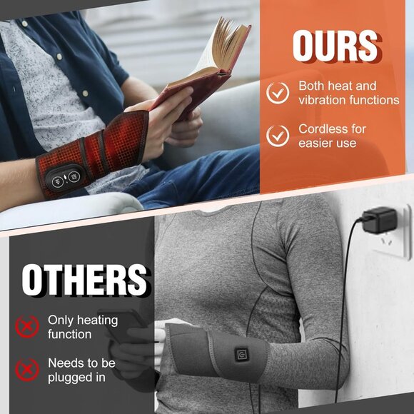 Cordless Heated Wrist Brace with Vibration 3 Heat Modes Hand Knee Massager - Picture 4 of 7